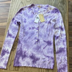 Michael Kors Lavender Tie-Dye Long Sleeve Top